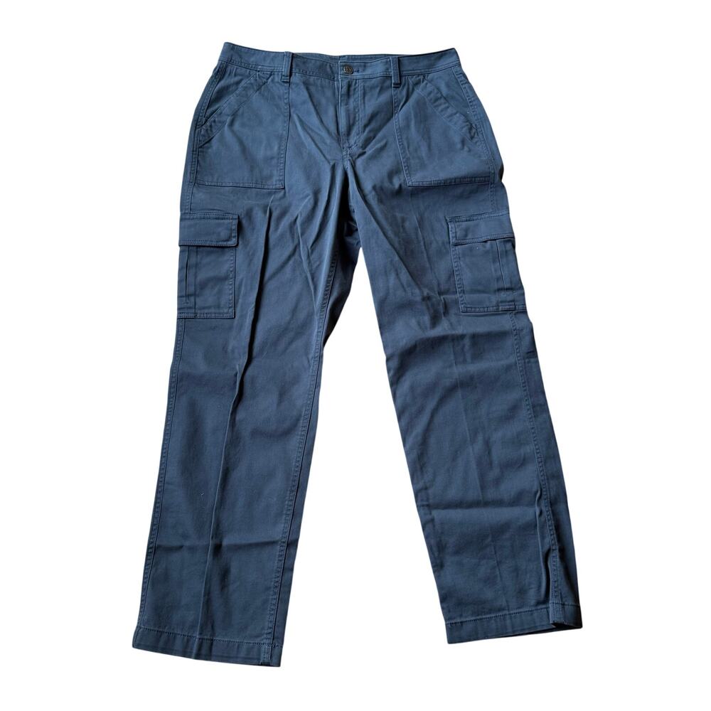 L.L. Bean Blue Cotton Twill Straight Leg Cargo Chino Pants Sz 16 Casual Comfort